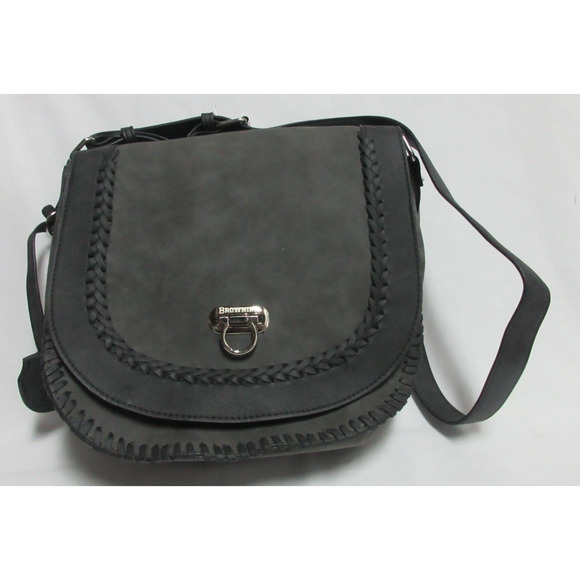 Browning Concealed Carry Shoulder Purse Gun Handbag in Charcoal Gray Suede Like - Picture 1 of 10